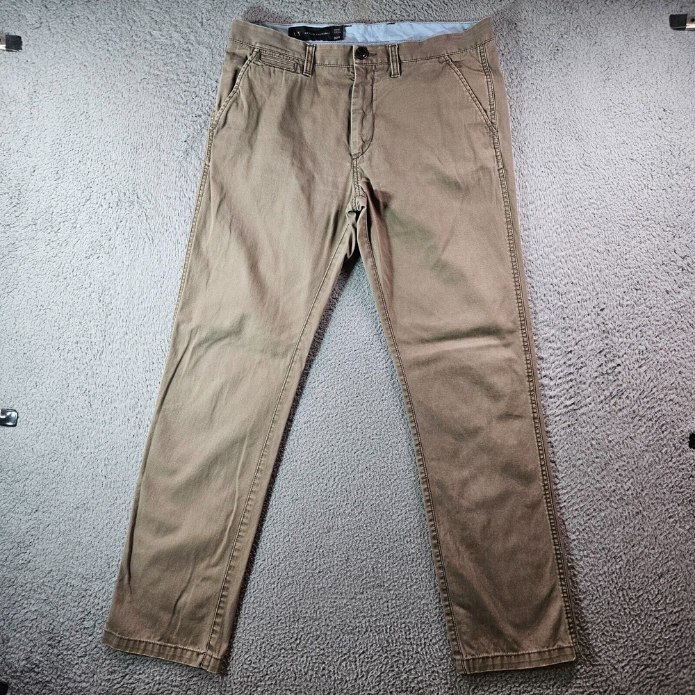 Armani Exchange Chino Pants Men‎ 32 x 32 Relaxed Straight Cotton Greenish Brown